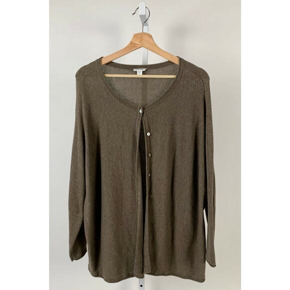 J. JILL Pure Jill XS Oversized Boxy Cardigan Sweater Dolman Sleeve Cotton Brown - Picture 1 of 7